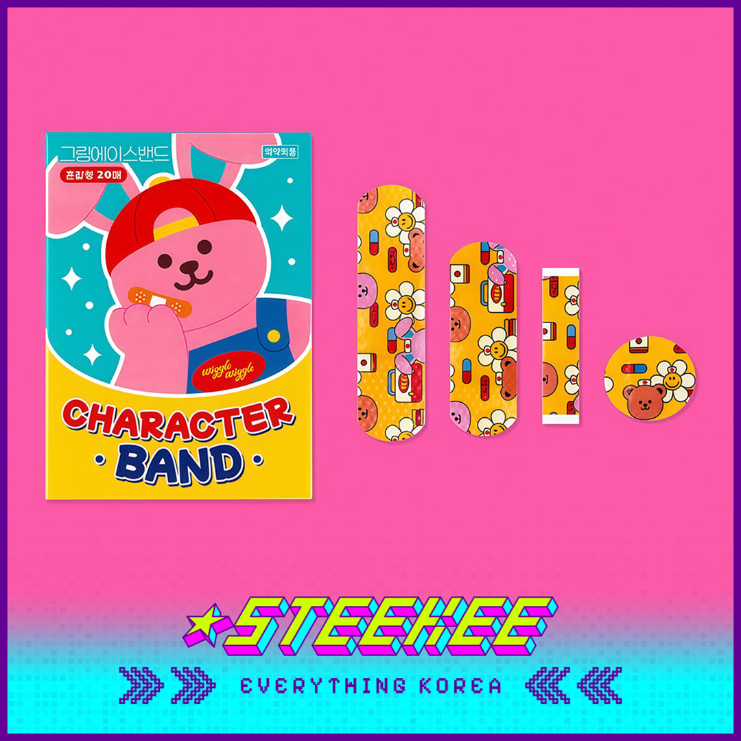 Wiggle Wiggle Cartoon Bear Daisy Rainbow Bunny Hemostatic Patch Band-Aid by Steekee Korea 4433