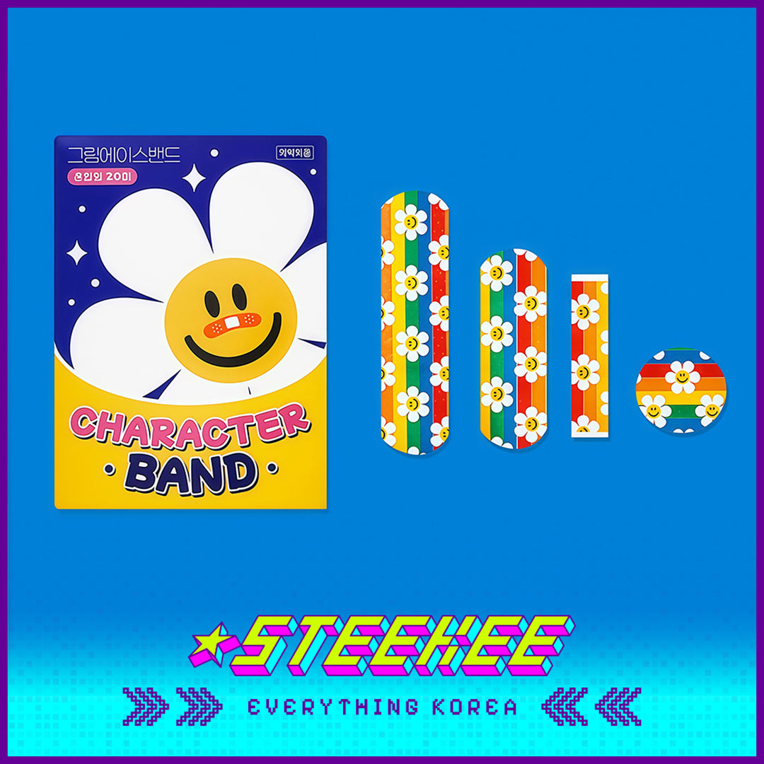 Wiggle Wiggle Cartoon Bear Daisy Rainbow Bunny Hemostatic Patch Band-Aid by Steekee Korea 4433