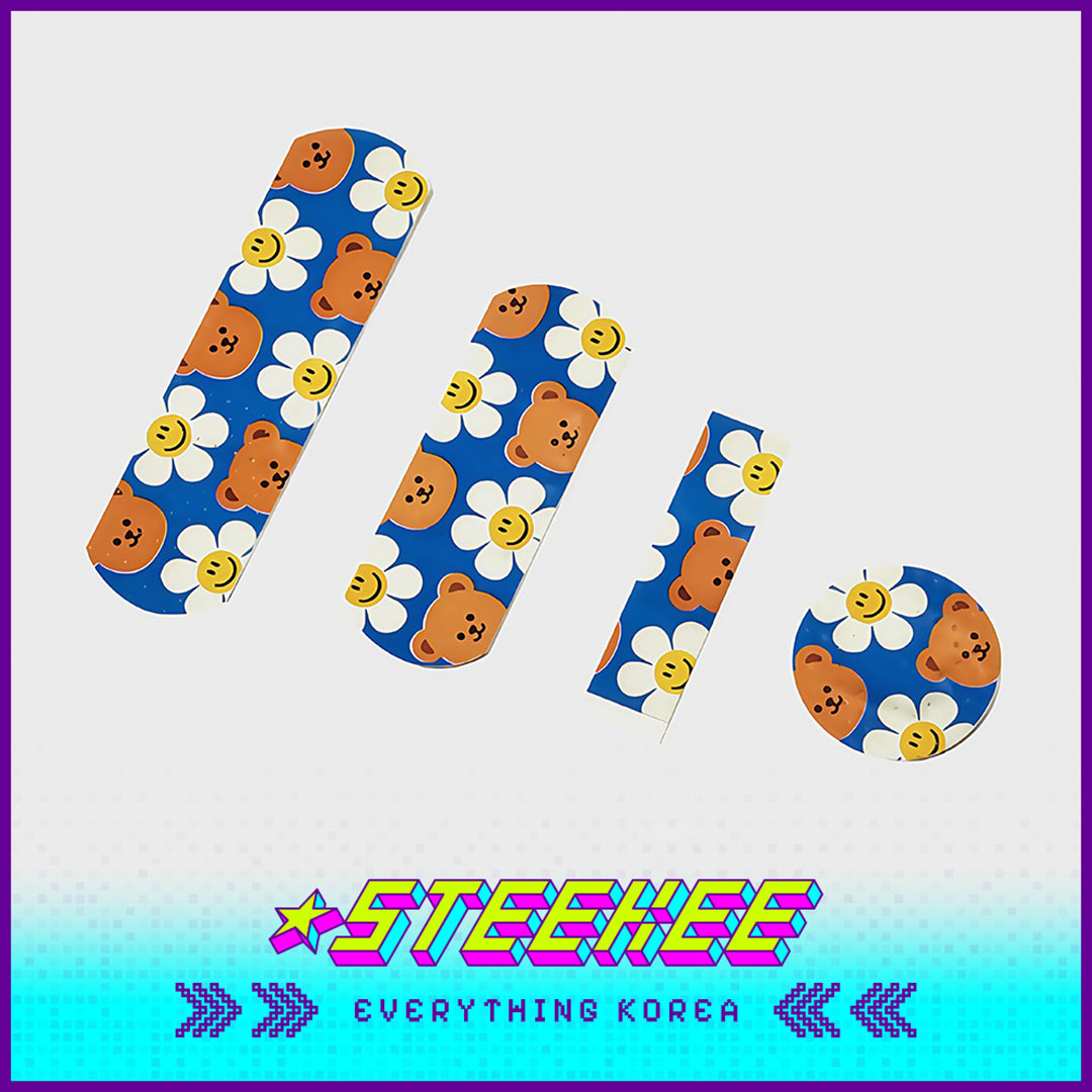 Wiggle Wiggle Cartoon Bear Daisy Rainbow Bunny Hemostatic Patch Band-Aid by Steekee Korea 4433