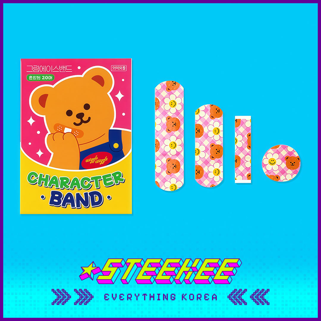 Wiggle Wiggle Cartoon Bear Daisy Rainbow Bunny Hemostatic Patch Band-Aid by Steekee Korea 4433