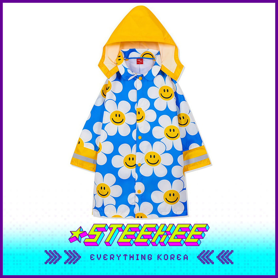 Wiggle Wiggle Blue Daisy Children's Raincoat Kids Full Body Waterproof Raincoat by Steekee Korea 4434