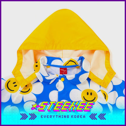 Wiggle Wiggle Blue Daisy Children's Raincoat Kids Full Body Waterproof Raincoat by Steekee Korea 4434