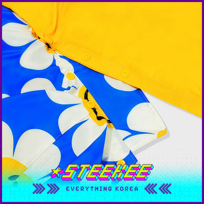 Wiggle Wiggle Blue Daisy Children's Raincoat Kids Full Body Waterproof Raincoat by Steekee Korea 4434