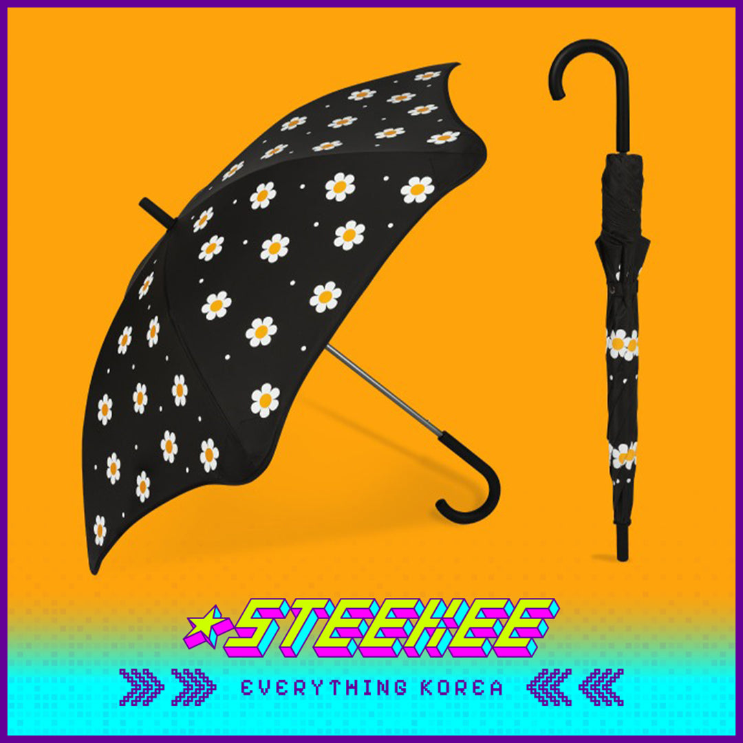 Wiggle Wiggle Daisy Black Sunscreen Sunny and Rainy Dual-Purpose Long-Handled Umbrella by Steekee Korea 4447