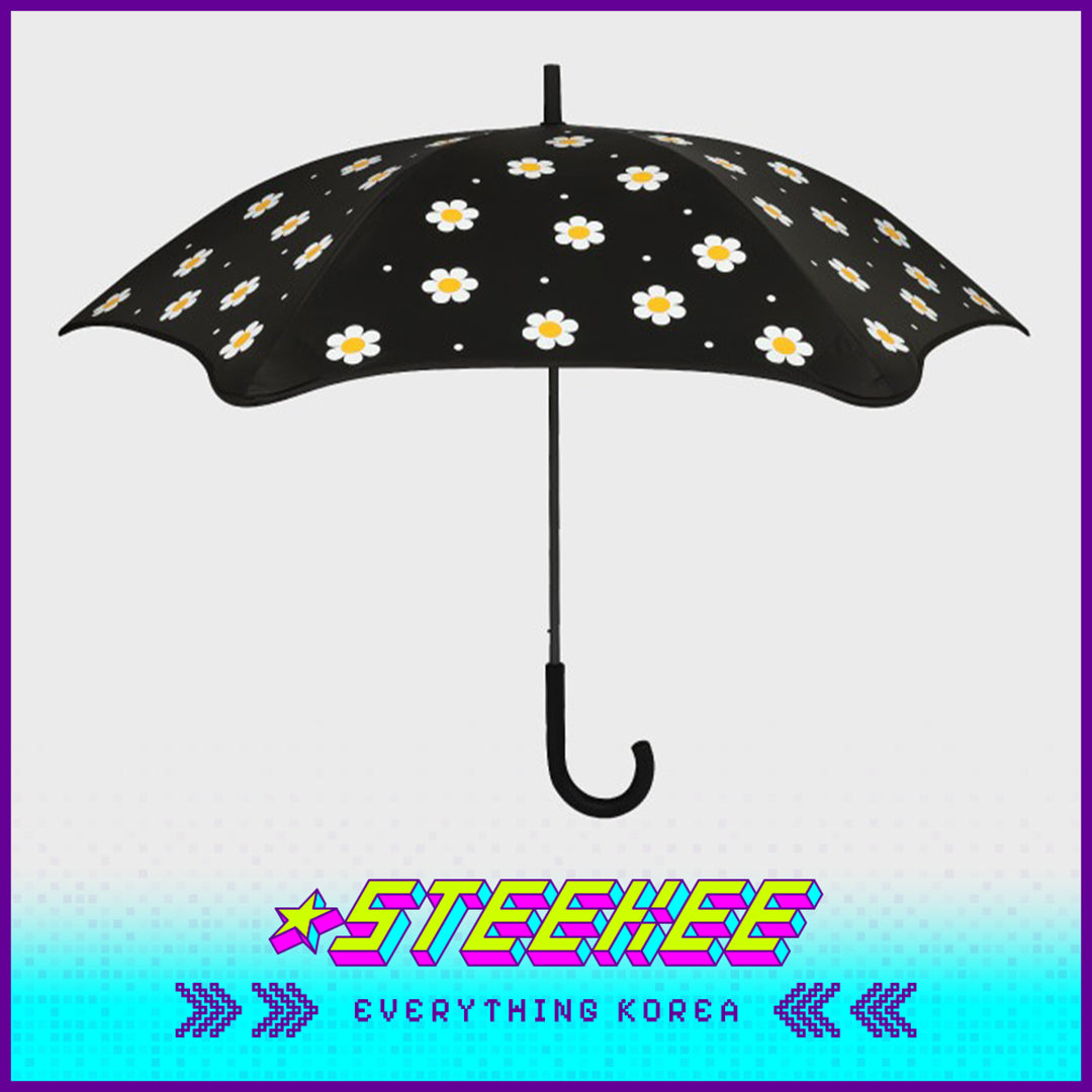 Wiggle Wiggle Daisy Black Sunscreen Sunny and Rainy Dual-Purpose Long-Handled Umbrella by Steekee Korea 4447