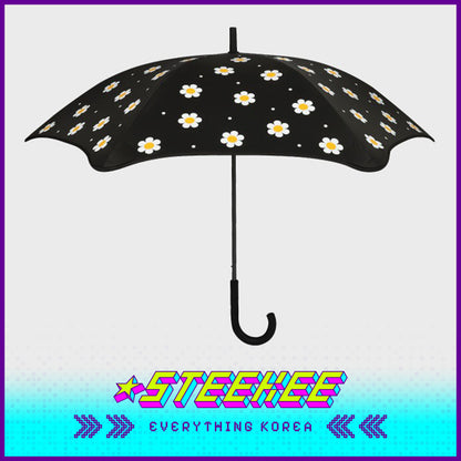 Wiggle Wiggle Daisy Black Sunscreen Sunny and Rainy Dual-Purpose Long-Handled Umbrella by Steekee Korea 4447