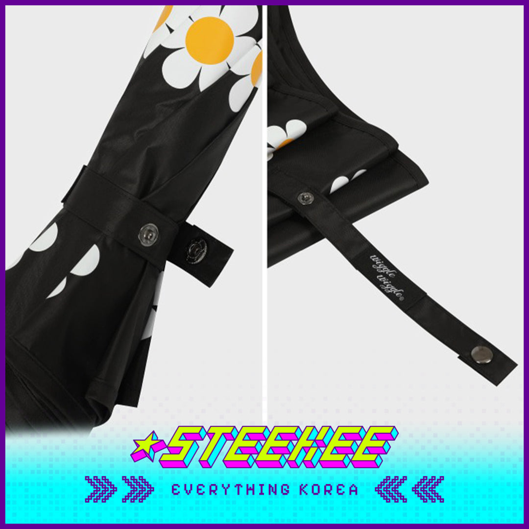 Wiggle Wiggle Daisy Black Sunscreen Sunny and Rainy Dual-Purpose Long-Handled Umbrella by Steekee Korea 4447