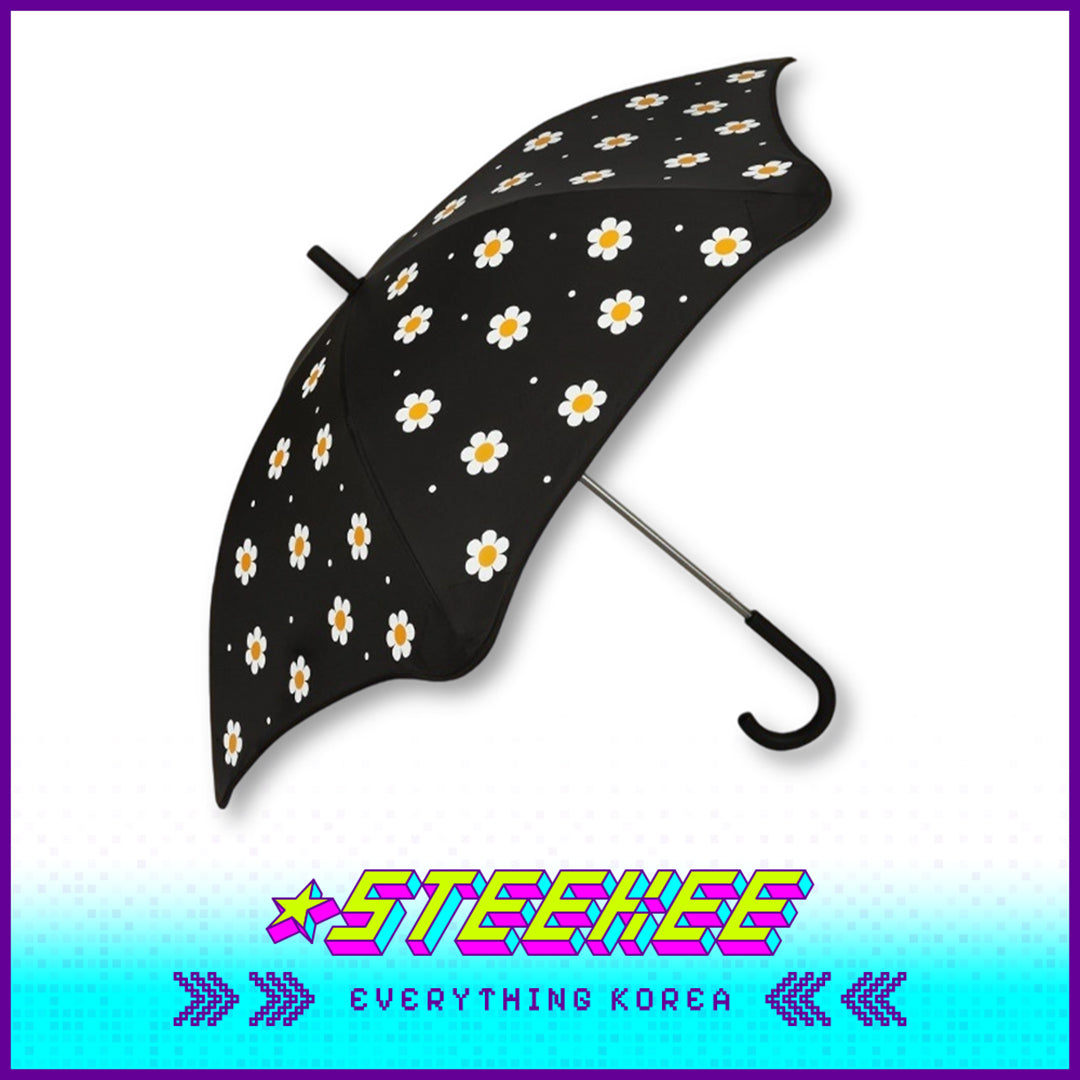 Wiggle Wiggle Daisy Black Sunscreen Sunny and Rainy Dual-Purpose Long-Handled Umbrella by Steekee Korea 4447