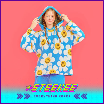 Wiggle Wiggle Hooded Autumn and Winter Warm Pajamas Set Casual Home Clothes by Steekee Korea 4448