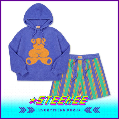 Wiggle Wiggle Hooded Autumn and Winter Warm Pajamas Set Casual Home Clothes by Steekee Korea 4448