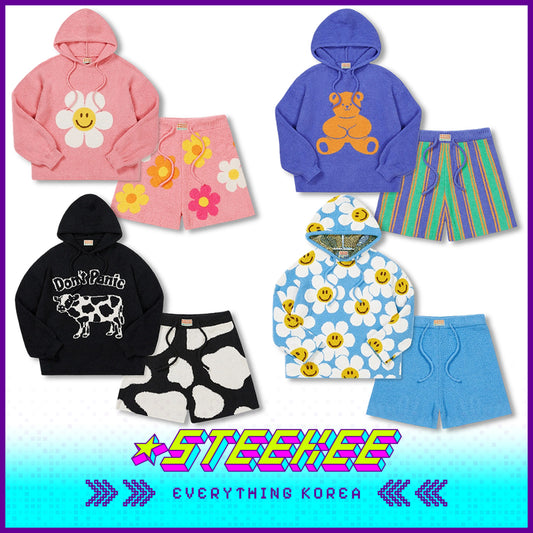 Wiggle Wiggle Hooded Autumn and Winter Warm Pajamas Set Casual Home Clothes by Steekee Korea 4448