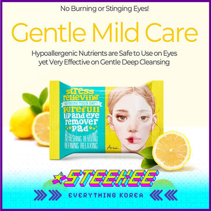 Ariul Stress Relieving Purefull Lip and Eye Remover Pad Set of 3 by Steekee Korea 4457