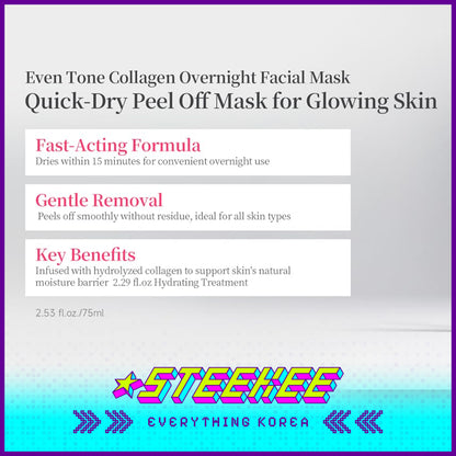 Hexkin Brightening Revitalizing Firming Anti-Wrinkle Collagen Mask 65g by Steekee Korea 4471