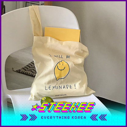 SECOND MORNING Lemon Print Cotton Eco-Friendly Bag by Steekee Korea 4486
