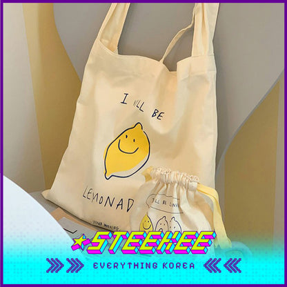 SECOND MORNING Lemon Print Cotton Eco-Friendly Bag by Steekee Korea 4486