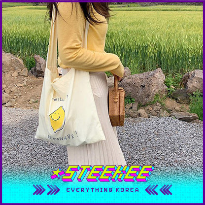 SECOND MORNING Lemon Print Cotton Eco-Friendly Bag by Steekee Korea 4486