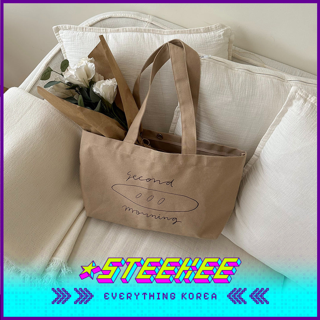 SECOND MORNING Simple Cotton Single Shoulder Baguette Bag by Steekee Korea 4487