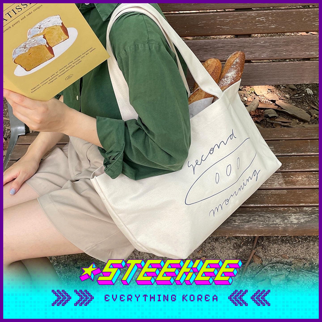 SECOND MORNING Simple Cotton Single Shoulder Baguette Bag by Steekee Korea 4487