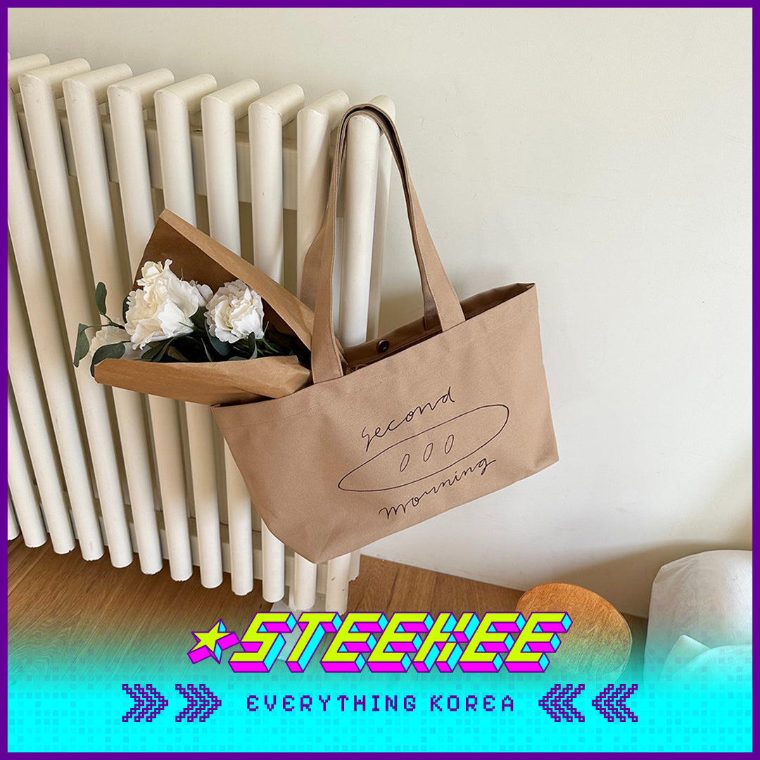 SECOND MORNING Simple Cotton Single Shoulder Baguette Bag by Steekee Korea 4487