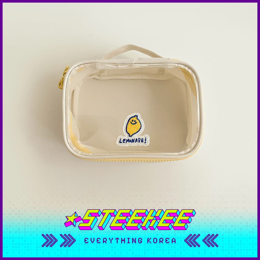 SECOND MORNING Lemon Transparent Large Capacity Multifunctional PVC Pouch Pencil Case Cosmetic Bag by Steekee Korea 4493