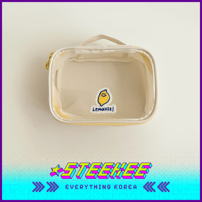 SECOND MORNING Lemon Transparent Large Capacity Multifunctional PVC Pouch Pencil Case Cosmetic Bag by Steekee Korea 4493