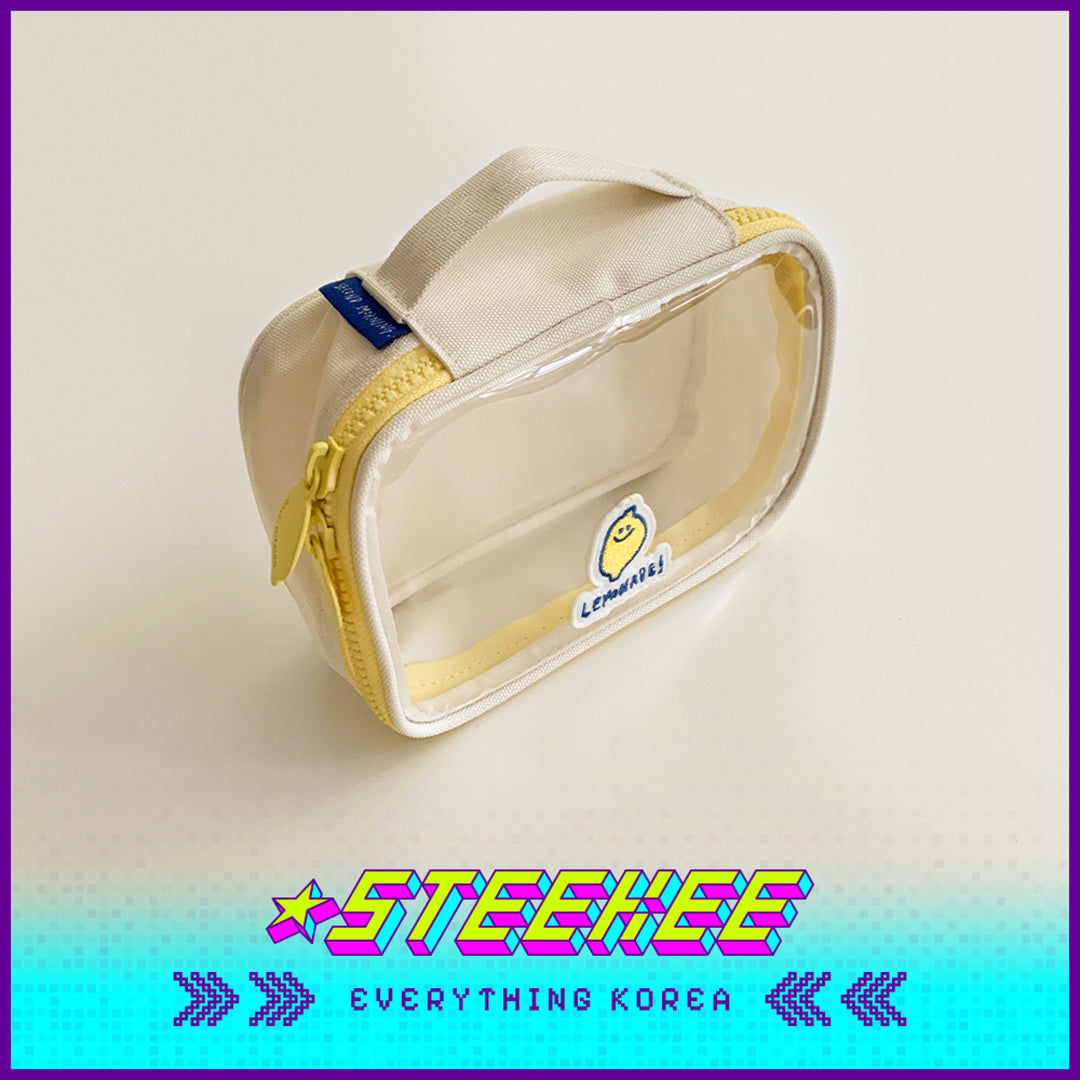 SECOND MORNING Lemon Transparent Large Capacity Multifunctional PVC Pouch Pencil Case Cosmetic Bag by Steekee Korea 4493