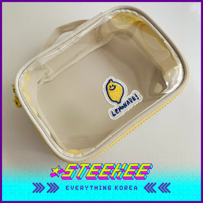 SECOND MORNING Lemon Transparent Large Capacity Multifunctional PVC Pouch Pencil Case Cosmetic Bag by Steekee Korea 4493