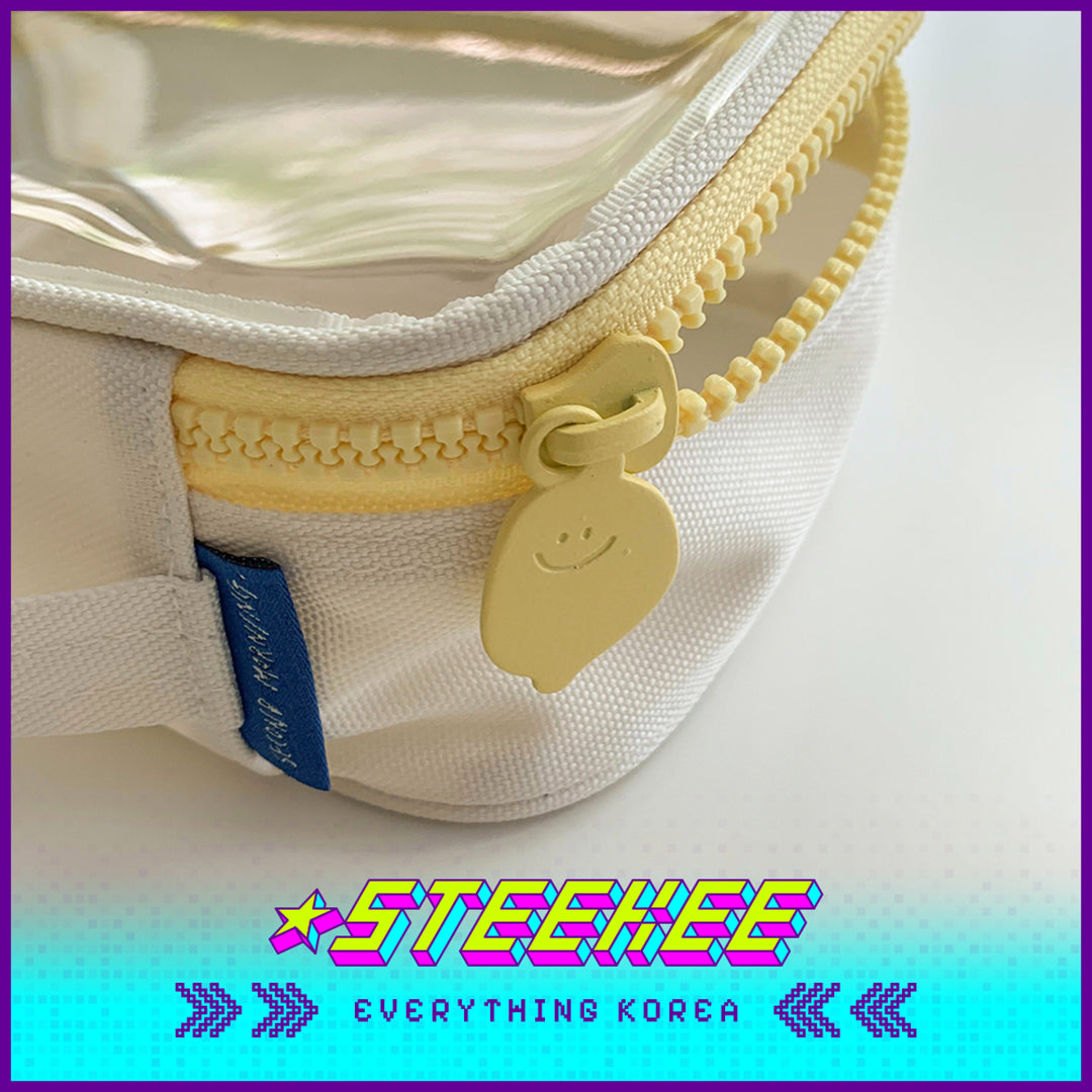 SECOND MORNING Lemon Transparent Large Capacity Multifunctional PVC Pouch Pencil Case Cosmetic Bag by Steekee Korea 4493