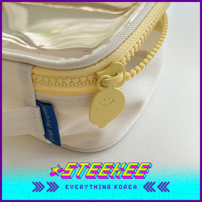 SECOND MORNING Lemon Transparent Large Capacity Multifunctional PVC Pouch Pencil Case Cosmetic Bag by Steekee Korea 4493