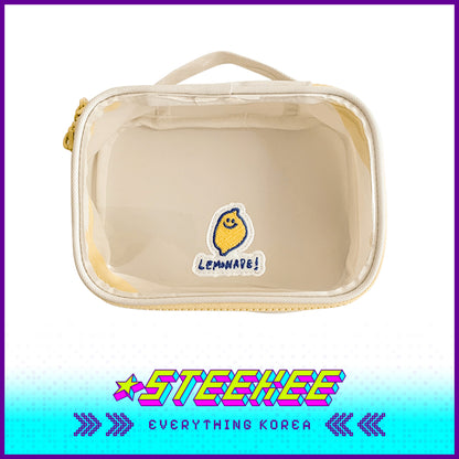 SECOND MORNING Lemon Transparent Large Capacity Multifunctional PVC Pouch Pencil Case Cosmetic Bag by Steekee Korea 4493