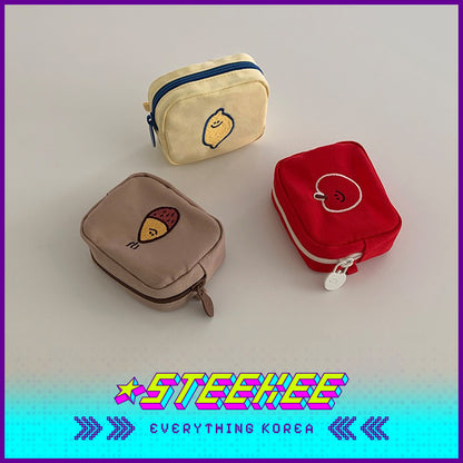 SECOND MORNING Lemony Kumi Apple Embroidered Coin Purse Storage Bag Cosmetic Bag by Steekee Korean 4495