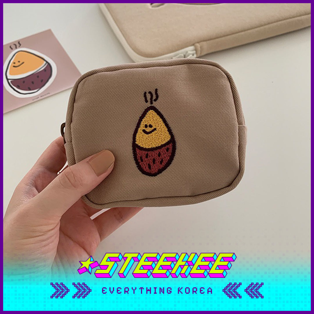 SECOND MORNING Lemony Kumi Apple Embroidered Coin Purse Storage Bag Cosmetic Bag by Steekee Korean 4495