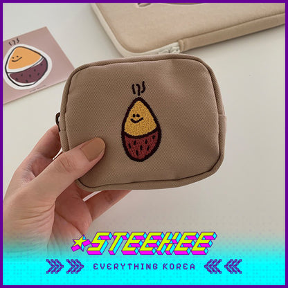 SECOND MORNING Lemony Kumi Apple Embroidered Coin Purse Storage Bag Cosmetic Bag by Steekee Korean 4495