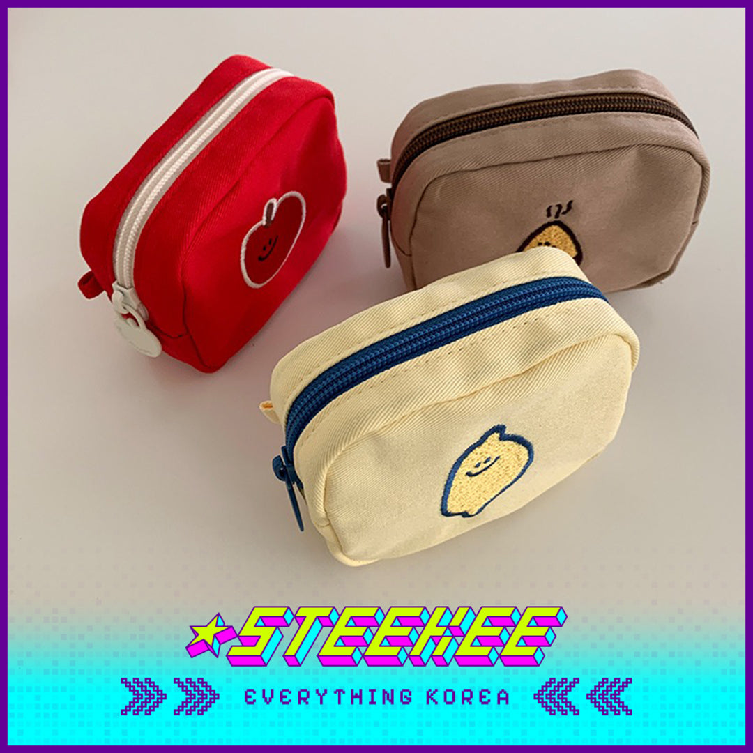 SECOND MORNING Lemony Kumi Apple Embroidered Coin Purse Storage Bag Cosmetic Bag by Steekee Korean 4495