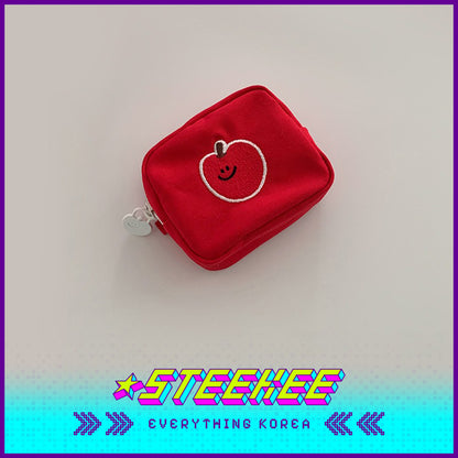 SECOND MORNING Lemony Kumi Apple Embroidered Coin Purse Storage Bag Cosmetic Bag by Steekee Korean 4495
