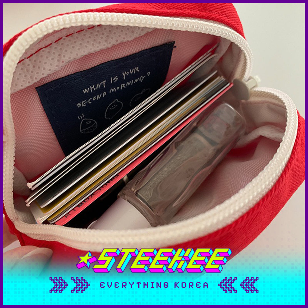 SECOND MORNING Lemony Kumi Apple Embroidered Coin Purse Storage Bag Cosmetic Bag by Steekee Korean 4495