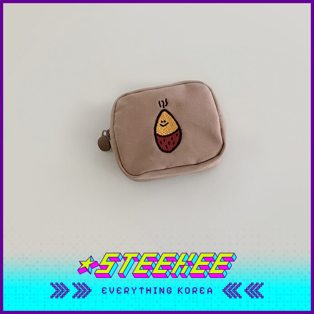 SECOND MORNING Lemony Kumi Apple Embroidered Coin Purse Storage Bag Cosmetic Bag by Steekee Korean 4495