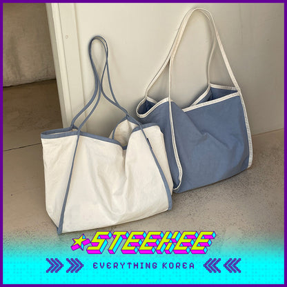 SECOND MORNING Simple Colorblock Large Capacity Shoulder Bag by Steekee Korean 4497