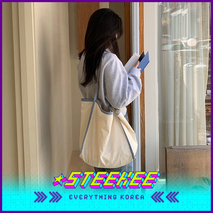 SECOND MORNING Simple Colorblock Large Capacity Shoulder Bag by Steekee Korean 4497