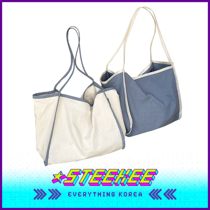 SECOND MORNING Simple Colorblock Large Capacity Shoulder Bag by Steekee Korean 4497