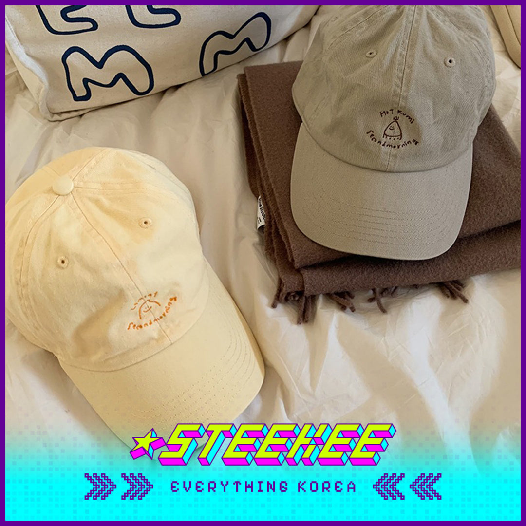 SECOND MORNING Lemony Kumi Minimalist Embroidered Sun Visor Baseball Cap by Steekee Korean 4498