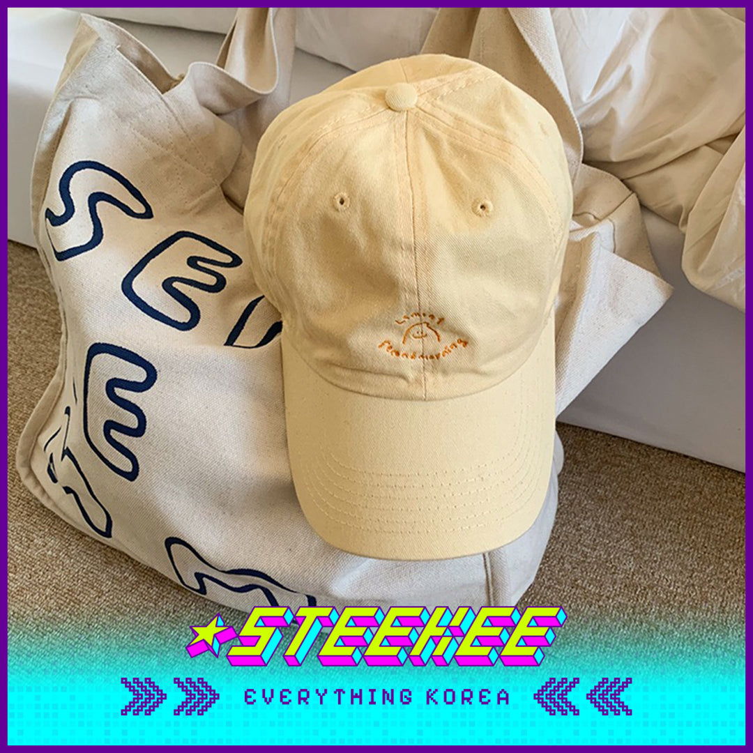 SECOND MORNING Lemony Kumi Minimalist Embroidered Sun Visor Baseball Cap by Steekee Korean 4498