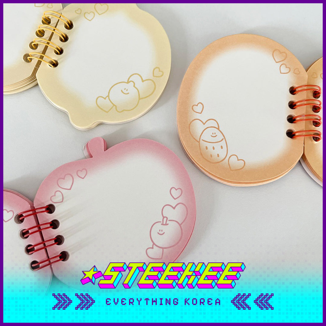 SECOND MORNING Lemony Kumi Apple Shaped Mini Notebook Set by Steekee Korea 4503