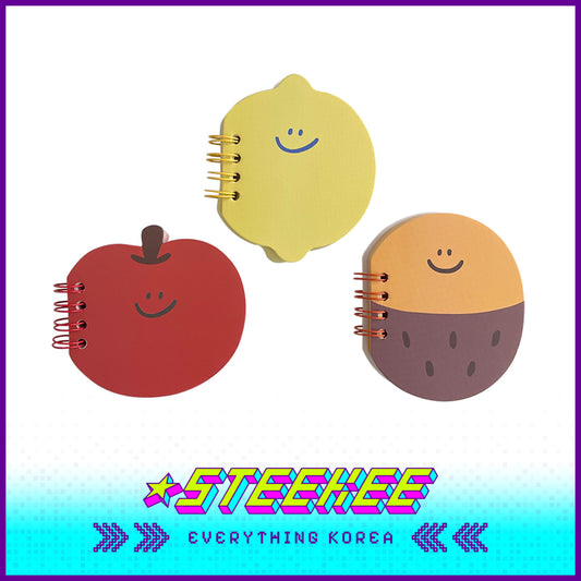 SECOND MORNING Lemony Kumi Apple Shaped Mini Notebook Set by Steekee Korea 4503