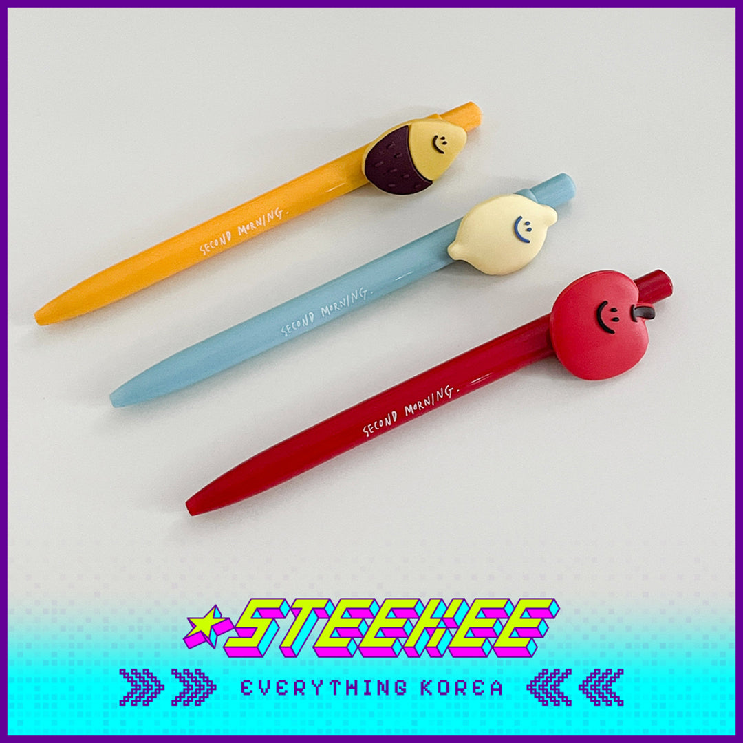 SECOND MORNING Lemony Kumi Apple 0.7mm Black Click-On Ballpoint Pen by Steekee Korea 4504