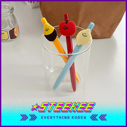 SECOND MORNING Lemony Kumi Apple 0.7mm Black Click-On Ballpoint Pen by Steekee Korea 4504