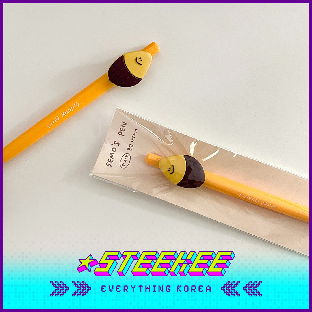 SECOND MORNING Lemony Kumi Apple 0.7mm Black Click-On Ballpoint Pen by Steekee Korea 4504