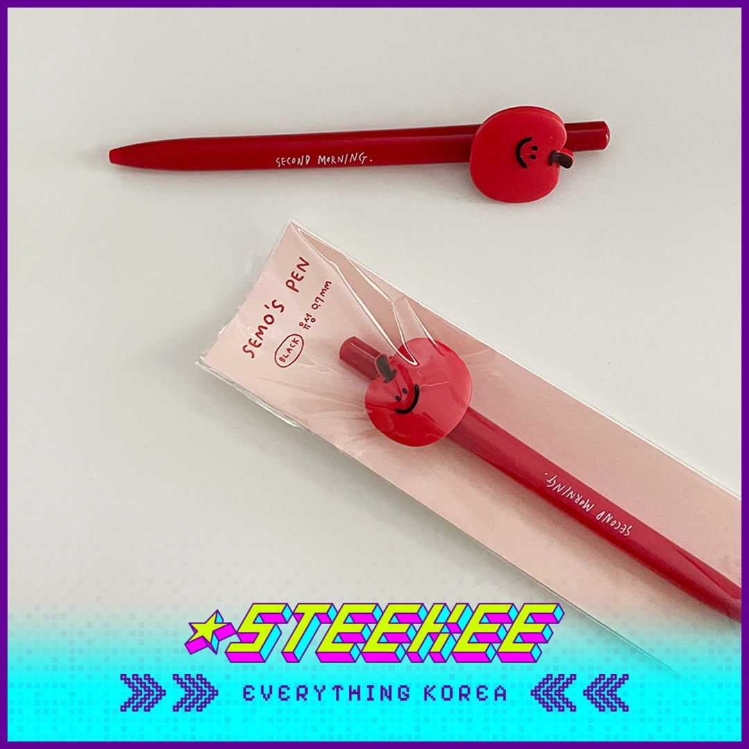 SECOND MORNING Lemony Kumi Apple 0.7mm Black Click-On Ballpoint Pen by Steekee Korea 4504