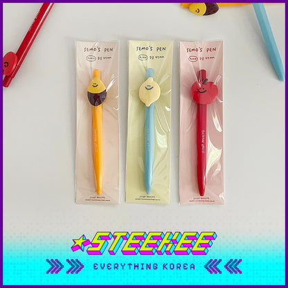 SECOND MORNING Lemony Kumi Apple 0.7mm Black Click-On Ballpoint Pen by Steekee Korea 4504