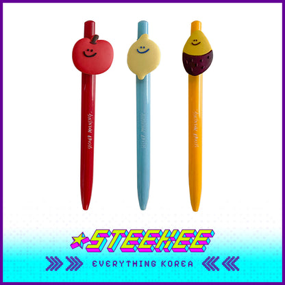 SECOND MORNING Lemony Kumi Apple 0.7mm Black Click-On Ballpoint Pen by Steekee Korea 4504